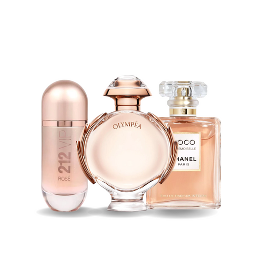 Combo de 3 Perfumes Carolina Herrera 212 VIP ROSÉ, Paco Rabanne OLYMPÉA, Chanel COCO MADEMOISELLE (Eau de Parfum)